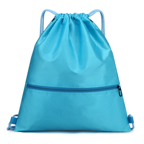 Wholesale Custom Drawstring Backpack Oxford Material Light Blue