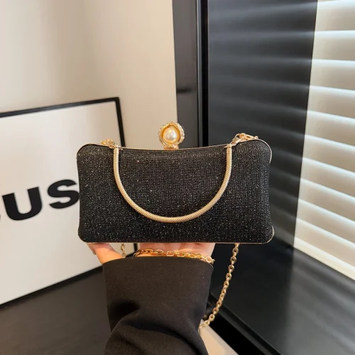 Factory Luxury Dinner Parties Ladies Evening Hand Bags Black