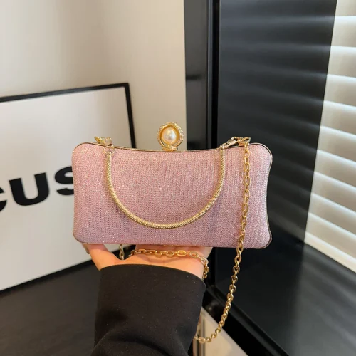Factory Luxury Dinner Parties Ladies Evening Hand Bags Pink