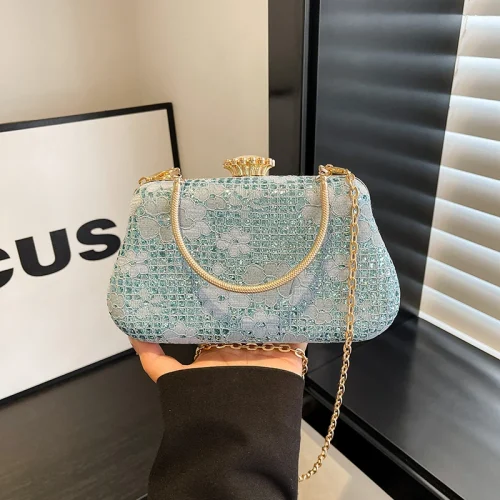 Wholesale Luxury PU Flower Pattern Clutch Bag Pink