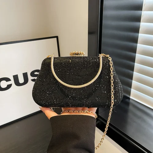 Wholesale Luxury PU Flower Pattern Clutch Bag Black